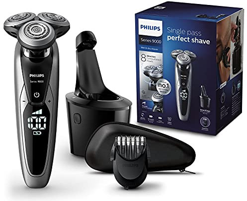 Philips Series 9000 Wet and Dry Men's Electric Shaver S9711/31 with SmartClean Plus System & Beard Trimmer