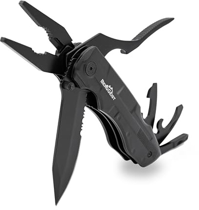 BERGGEIST® Multitool Survival Taschenmesser Set aus Edelstahl, Klappmesser & Zange, ideal für Camping und Angeln, Inklusive EDC Kreditkartenmesser, Geschenke für Männer
