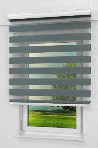 LYSEL - Qualitätsdoppelrollo basaltgrau, (B x H) 170cm x 175cm in grau/basaltgrau