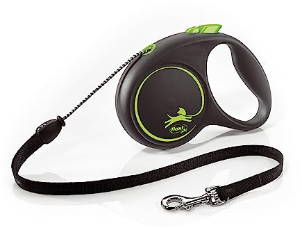 flexi® Black Design M Seil 5 m schwarz/grün, Roll-Leine für Hunde bis 20 kg
