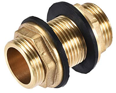 sourcing map Schottverschraubung Rohradapter Schlauchverschraubung Silikondichtungen G3/4 Stecker Messing Goldton