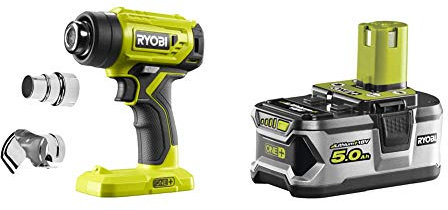 Ryobi R18HG-0 18V ONE+ Cordless Heat Gun (Body Only) & RB18L50 ONE+ Lithium+ 5.0Ah Battery, 18 V