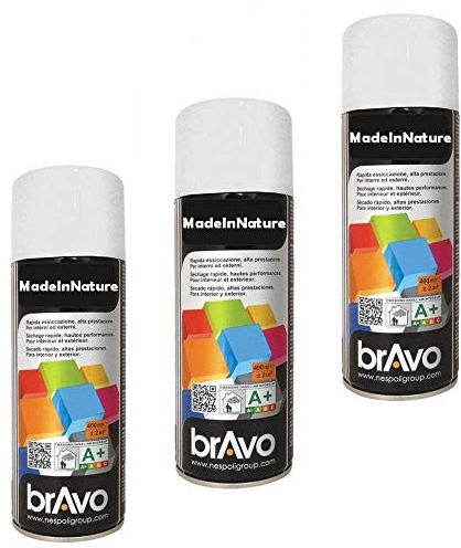 Lot de 6 bombes de peinture, spray peinture nuancier Ral, Intérieur et Extérieur, 400 ml, de MadeInNature (Blanc Ral 9010 Brillant lot de 6)