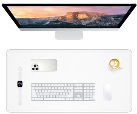 Dapesuom Large Gaming Mouse Pad, Extended Mouse Mat with Stitched Edges, Full Size Keyboard Pad with Non-Slip Base, Big XXL Computer Desk Mats for Gamer, Laptop, Office, 31.5 x 15.7in, Ivory White