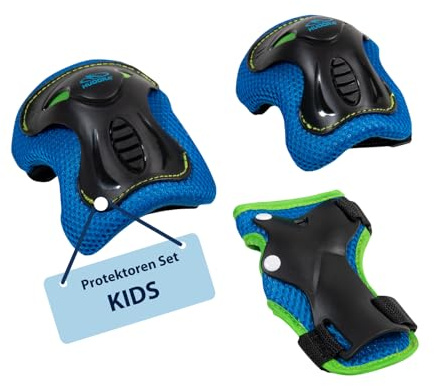 HUDORA Lot de 6 protections pour enfants - Équipement de protection pour filles et garçons - Genouillères, coudières et protège-poignets - Idéal pour les rollers, les patins à roulettes, le skateboard