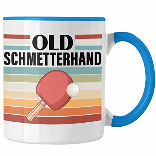 Trendation - Tischtennis Schmetterhand Tasse Geschenk Tischtennisspieler Geschenkidee Lustig für Männer Tischtennis Zubehör (Blau)