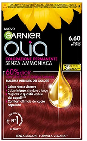 Garnier Olia Bold Haarfarbe, permanente Haarfarbe, ohne Ammoniak, deckt 100% weißes Haar ab, mit natürlichen Blütenölen natürlichen Ursprungs, vegane Formel, intensives Rot