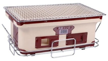 Ecoodisk Barbecue à Charbon de Bois, rectangulaire Japonais coréen en céramique Hibachi BBQ Table Grill Table Top Yakiniku Grill Grill à Charbon de Bois intérieur40 * 24CM,B