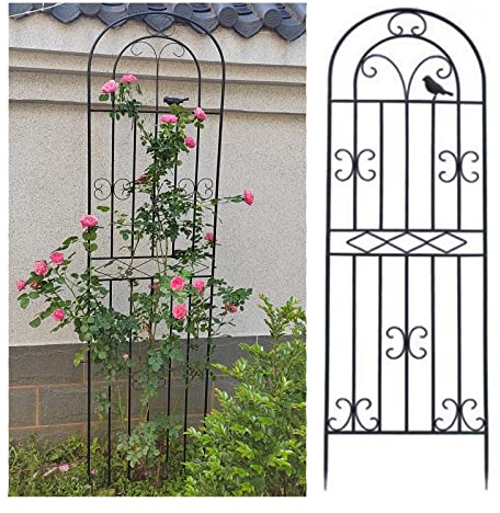 Gartenspalier Aus Metall Für Kletterpflanzen, Höhe 180cm, 200cm, Rankhilfe Rankgitter Engitter Mit Vogeldekoration, Für Topfpflanzen, Blumenbeete Oder Zäune (Size : 200cm(79in))