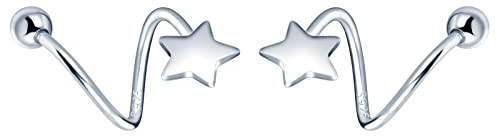INFINIONLY Stern Helix Spirale Piercing Ohrringe, 925 Silber Ohrringe, Creolen Ohrstecker, Kugeln Spiralförmige Ring Piercing Tragus Ring Ohrringe, Hypoallergen Ohrschmuck für Damen Mädchen