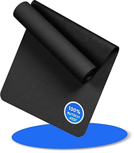 LILENO SPORTS Bodenschutzmatte [60 x 180 cm] Schwarz - Laufband Matte 8 mm Dicke - Fitness Unterlegmatte für Crosstrainer, Rollentrainer und andere Fitnessgeräte - auch als Yoga Matte