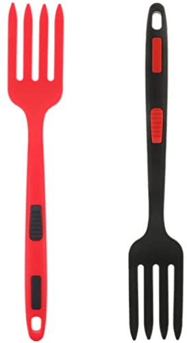 2 Stück Silikon-Gabel, Spaghetti-Löffel, Servier, Küche, Nudelgabel, Nudellöffel, Rühren, Mischung, Schaben, Gabel, Schneebesen, Gabel für Küche und Kochen