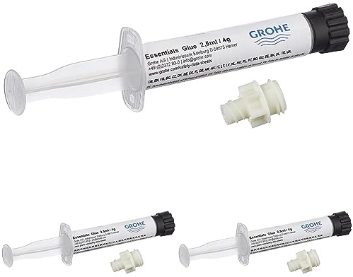 GROHE Essentials - Kleber für Badaccessoires (geeignet für Marmor, Fliesen, Glas, Kunststoff, Holz, Metall etc., Aushärtungszeit 24 Stunden), 40915000, 20g (Packung mit 3)