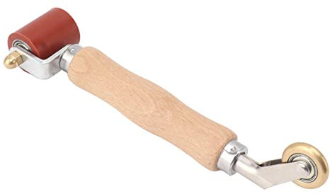Rullo Manuale in Silicone, Rullo Pressore in Silicone Resistente Alle Alte Temperature da 40 Mm Ruota in Ottone a Doppio Uso Manico in Legno Rullo a Cucitura Piatta per Carta da