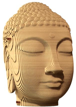 CARTONIC Buddha Statue 3D-Puzzle aus Karton – Skulptur-Bausatz | 79 Teile, 18 × 15 × 11 cm – Bastelset aus recycelter Pappe zum Stecken & Bemalen, für Jugendliche & Erwachsene, Geschenkidee