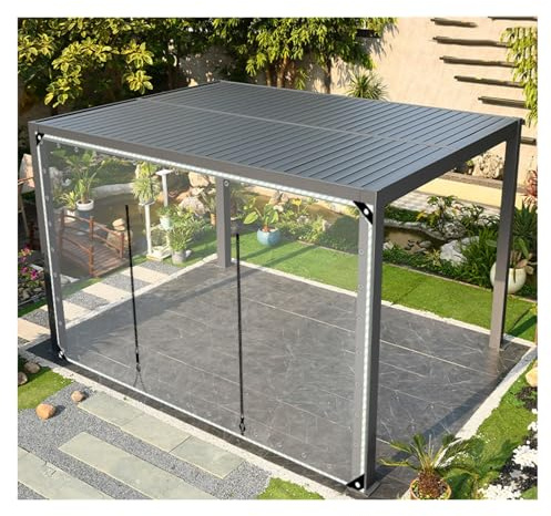 JUCCJUXIN Lona Transparente De PVC Resistente,Cortinas De Lona Transparente For Exteriores con Puerta con Cremallera,Lona Transparente De PVC Impermeable,Lona Gruesa De Vinilo(H3xW3m/H9.8xW9.8ft)