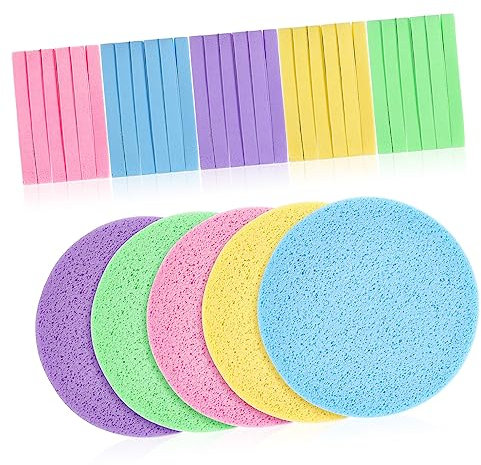 HAKIDZEL Esponjas Faciales Comprimidas 120 Unidades Tamaño Estándar Para Limpieza, Exfoliación y Maquillaje Uso Diario Mujeres y Niñas Multicolor