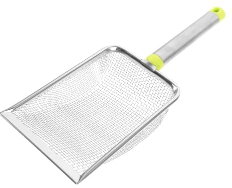 FRCOLOR Pala para Arena para Gatos, Pala de Metal para sustrato de Arena, Accesorio para Mascotas, Pala para Gatos, colador de Arena, Cesta de Malla, Cubo de Basura Gato