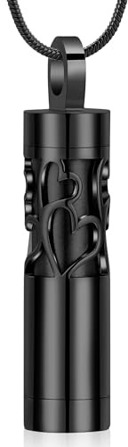 VCCWYQK Hohle Zylinder Urne Halskette für Asche für Frauen Männer Fläschchen Einäscherung Schmuck Memorial Keepsake Locket Halskette