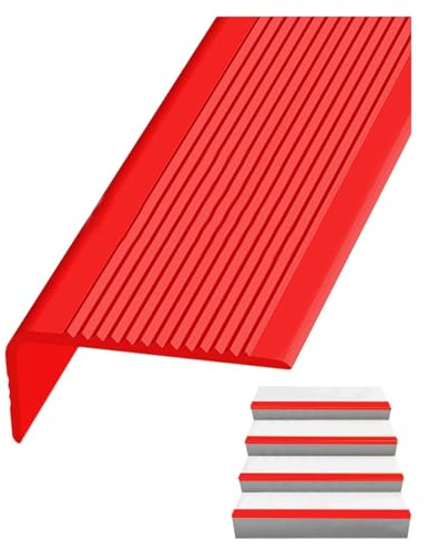 WANGXIAOLO Treppenkantenprofil Kantenschutz Rutschfester, Selbstklebender Vinyl-Kantenstreifen, Gummi-Treppenstufen sind aus PVC-Material, rutschfest, langlebig240420(Color:Red,Size:20m/787in)
