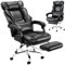COLAMY Executive Office Chair with Footrest - Ergonomic High Back Design, Thick Bonded Leather Computer Chair with Removable Lumbar Pillow, Recliner Desk chair for Home Office Work Comfort (Black)