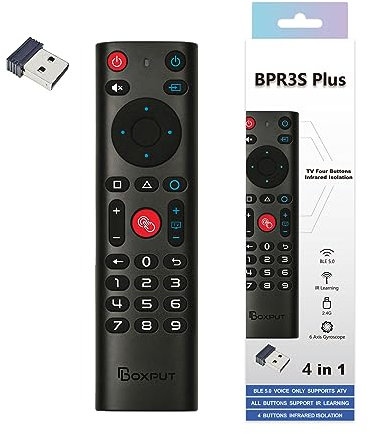 BOXPUT 3S Plus BT Fernbedienung mit Air Mouse & Gyroskop, Sprachfernbedienung Wireless Remote Control, 2.4G Universalfernbedienung Remote Controller für Android TV Box, Smart TV