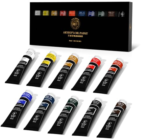 Paul Rubens Ölfarbe, 10 Farben x 40 ml Große Tuben Ölfarben für Künstler, Hochpigmentiert, Hervorragende Deckkraft und Lichtechtheit, Professionelles Ölfarben-set für Erwachsene
