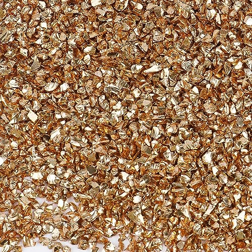 Anevous 100 g krossade glaschips, 1–2 mm oregelbundet glitter glassplitter, glitterglas grus, glaspärlor för pyssel för nagelkonst hantverk gör-det-själv-vas epoxiharts smycken gör heminredning, guld