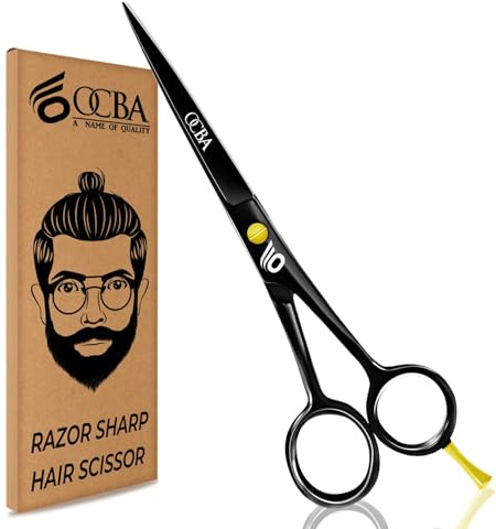 OCBA Friseurschere, Friseursalonschere Edelstahl Haarschere Professionelle Friseurschere, 6 Schere for Erwachsene (Japansk Schwarze)