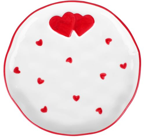PAMINGONO Piatto Da Dessert in Porcellana a Forma Di Cuore 18 Cm, Vassoio Per Snack e Frutta in Ceramica, Contenitore Alimenti Pratico Per Uso Domestico e Ristoranti
