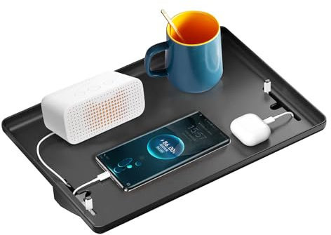 Luckwaii Nachttisch zum Einhängen ans Bett, Etagenbett Organizer Bettablage zum Einhängen Regal für Hochbett mit Kabelhalter, Clip-On-Nachttischregal für Wohnheim zur Aufbewahrung von Tablet(Schwarz)