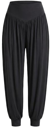 Women's Cozy Yoga Joggers Pants Loose Workout Sweatpants Comfy Lounge Modal Pilates Harem Pants (UK, Alpha, XL, Regular, Regular, Black)