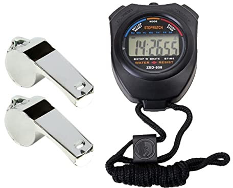 VANZACK Chronomètre De Sport Et Sifflets Double Canal Minuterie Électronique Portable pour Course à Pied Et Natation
