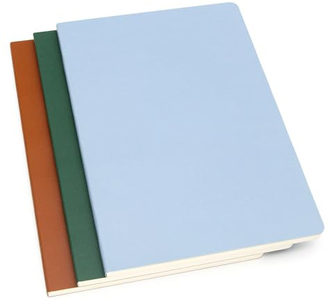 WETLOTE Notizbuch A5 Liniert 3er Set, Softcover Journal mit 80gsm Papier, je 50 Blatt für Frauen Männer, Schule Arbeit und Studium, 14 x 21cm（Dämmerung + Tiefseegrün + Klarblau）