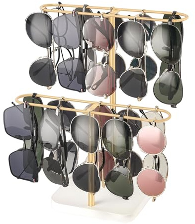 QINGZY Espositore Occhiali da Sole, Porta Occhiali da Tavolo a Doppio Strato, Organizer per 20 Paia, Supporto Occhiali da Vista e da Sole per Casa, Dresser, Negozio, Scrivania