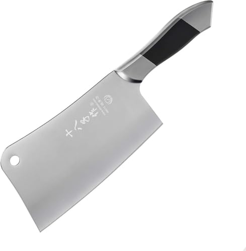 SHI BA ZI ZUO Couteau de boucher Couteau à viande Hachoir à os robuste avec manche stable