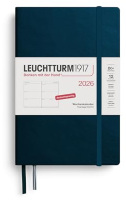 LEUCHTTURM1917 372539 Wochenkalender Paperback (B6+) 2026, 12 Monate, Deep Sea, Deutsch