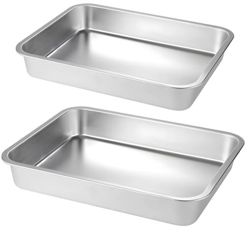 Bosreroy 2 moldes para lasaña de acero inoxidable extra, aptos para horno, perfectos para pasteles, asar y hornear