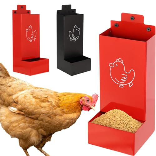 Hühnerfutterspender aus Metall, Austernschale und Grit Spender, tragbarer Geflügel-Futterspender zum Aufhängen, Geflügel-Futtertrog, tragbarer Metall-Körn-Futterspender für Hühnerstall Zubehör