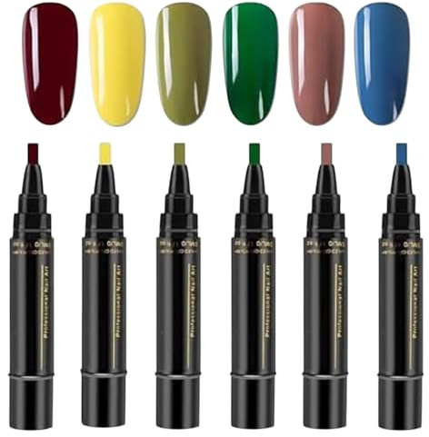 Sets Esmaltes Para Uñas Mujer Set Plumas Gel Sin UV, Pluma Gel Sin UV | Kit De Pintura De Esmalte Uñas Para Aficionados a la Manicura Casera y