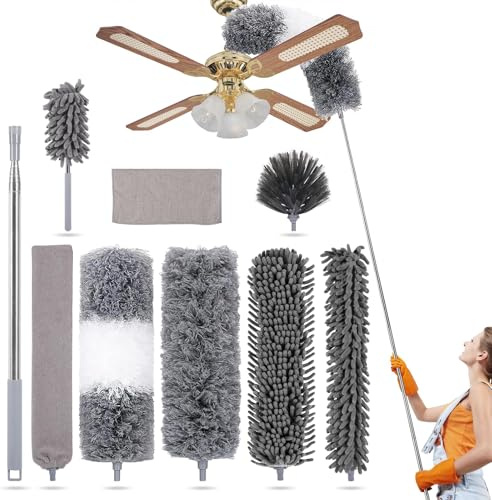 CIRULLI Aspirateur télescopique, longueur de tête de loup 25-210cm, aspirateur en microfibre lavable, aspirateur télescopique pour toile d'araignée, ventilateur de plafond, stores