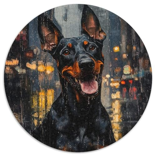 Doberman Rund Puzzles 1000 Teile Fur Erwachsene Und Kinder Tieres Haustiers Cute Geschicklichkeitsspiel Geschenk Fordernd Kleinkinder Groß 1000pcs (67.5x67.5cm)