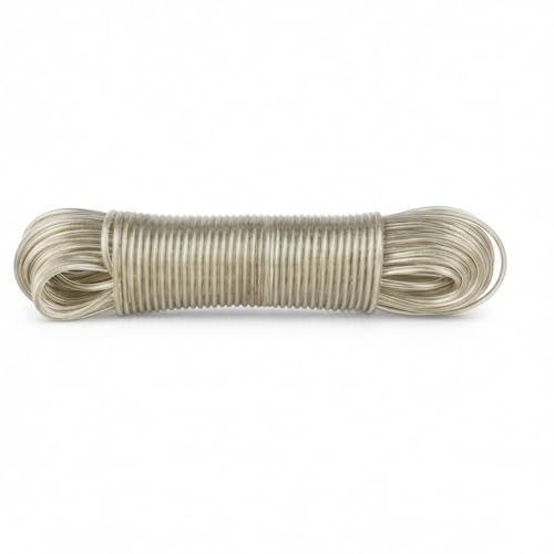 Shteriva Corde à Linge 30 m avec Noyau en Acier, 3 mm – Corde à Linge Gainée en PVC, Flexible et Résistante pour l’Extérieur, Balcon, Jardin et Camping