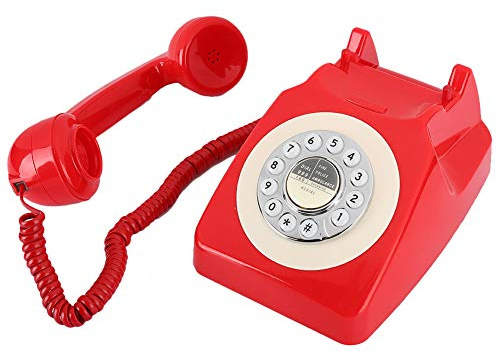 Xiuganpo Telefono Fisso Vintage con Quadrante Rotante con Campanello Meccanico in Rame per la Decorazione Domestica