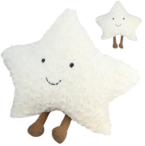 Sayudar Star Pillow - 40CM Decorative Star Cushion, Soft Velvet Decorative lumbar support pillow, Soft and Comfortable, Suitable for Use Anywhere (White)