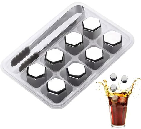 Vodka Chilling Rocks – Ensemble de pierres à glace en acier recongelables, refroidisseur de boissons de qualité supérieure, cubes de refroidissement sans goût | Bar rafraîchissant élégant pour cocktai