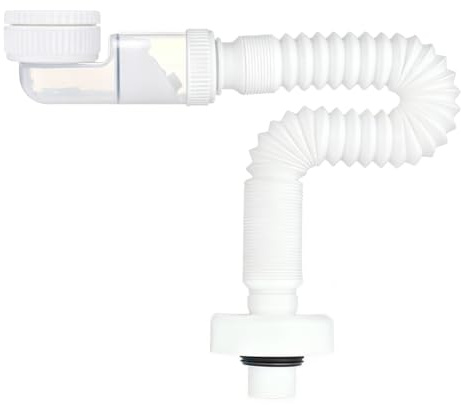 Hshenjhu 1 1/4Sifón Lavabo 38-93cm Universal Antiolor Desagüe Tubo Blanco | Flexible y Extensible Universal Sifón para Lavabo Fregadero Bidé Baño Cocina para Cambiar la Tubería Antigua