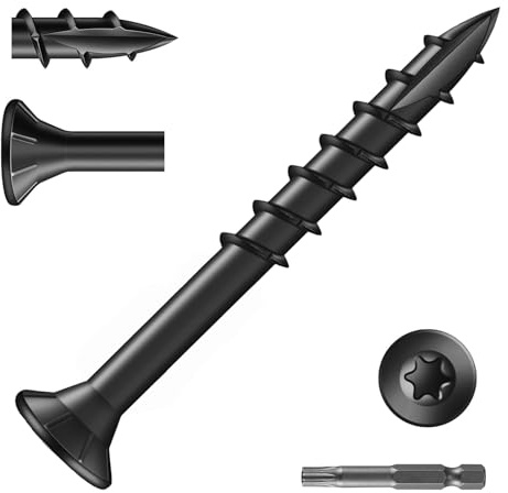 Dayalo 50 Stück Holzschrauben Torx 4,2 x 38mm Schwarz, Spanplattenschrauben | Holzbauschrauben Schwarz, Senkkopfschrauben Holz, Universalschraube, Teilgewinde, mit Bit für Holzbau & Außenbereich