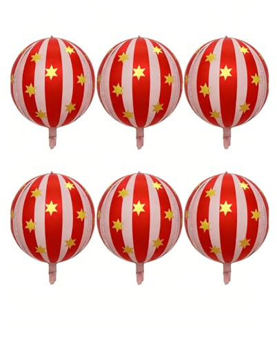 Jnchdghwa Decorazione per Festa di Compleanno per Bambini Palloni In Foil Jumbo 4D A Strisce da 22 Pollici Pallone A In Foil Confezione da 6