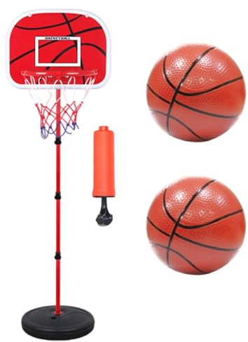 Canasta y Soporte de Baloncesto para niños - Juego Ajustable con 3 Pelotas | Aro y soporte de baloncesto para niños con diseño de altura ajustable, juego deportivo portátil para niños y niñas, Patio int